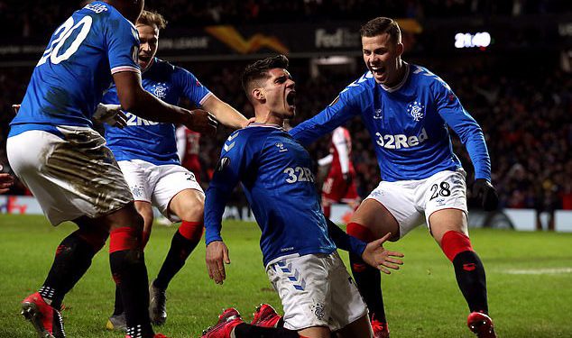 Ianis Hagi celebrates after scoring the match-winning goal for Rangers