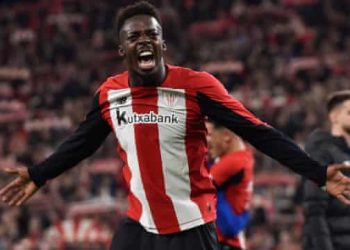 Inaki Williams celebrate after scoring against Barcelona