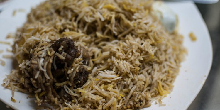 A plate of mutton biryani