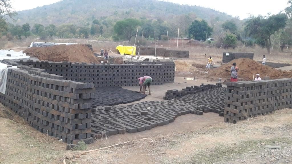 Bonded labourers make bricks locally