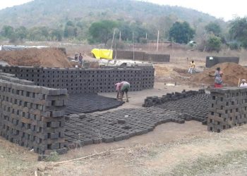 Bonded labourers make bricks locally