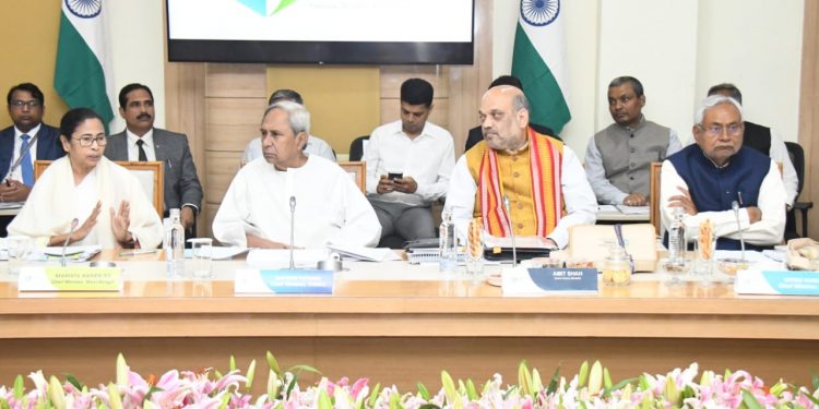 From L to R: West Bengal Chief Minister Mamata Banerjee, Odisha CM Naveen Patnaik, Union Home Minister Amit Shah and Bihar Cm Nitish Kumar.