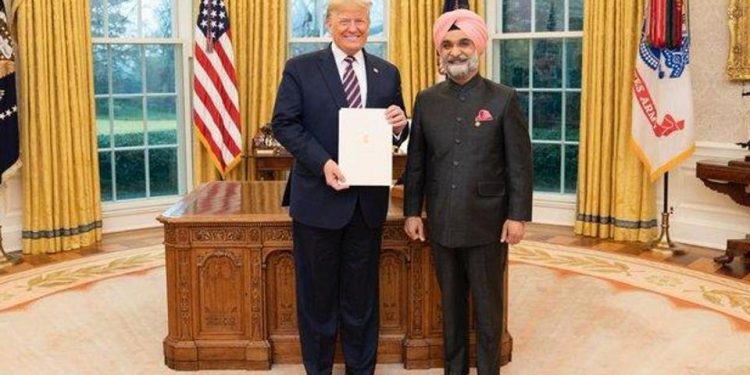 Taranjit Sandhu with US President Donald Trump