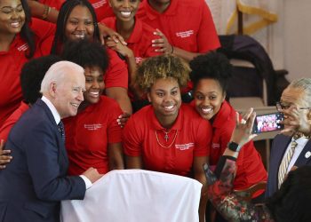 Joe Biden (left) in a fund-raising programme Sunday