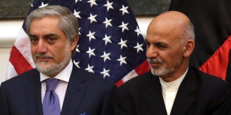 Abdullah Abdullah (left) and Ashraf Ghani