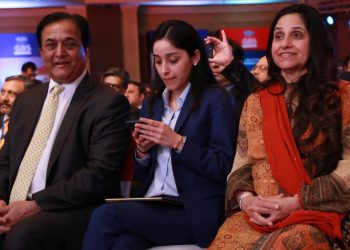 New Delhi: YES Bank Managing Director and CEO Rana Kapoor along with his family at the 4th Global Business Summit in New Delhi on Feb 23, 2018. (Photo: Amlan Paliwal/IANS)