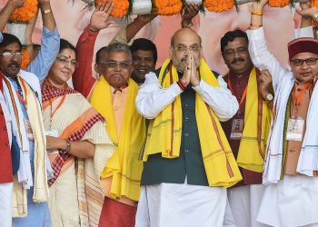 Union Home Minister and BJP leader Amit Shah at a rally in Kolkata, Sunday