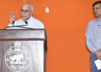 Subrato Bagchi speaks to the media in Bhubaneswar, Wednesday