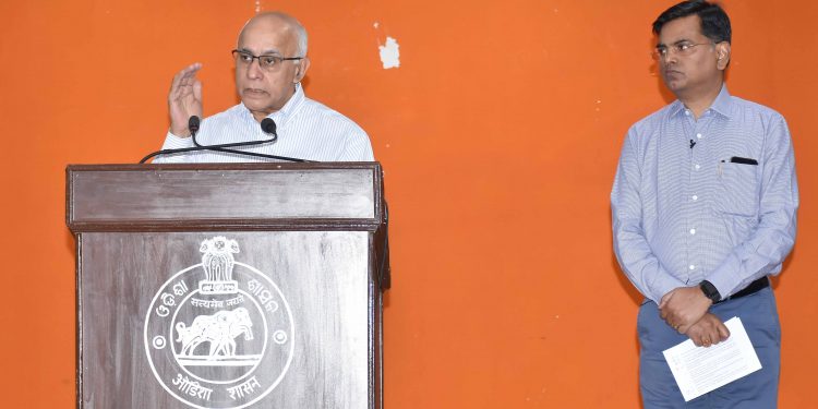 Subrato Bagchi speaks to the media in Bhubaneswar, Wednesday