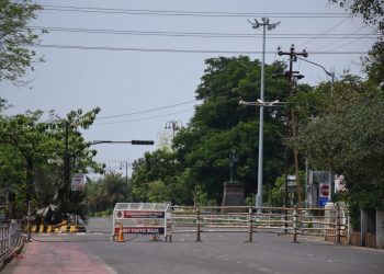 Barricades at AG Square.