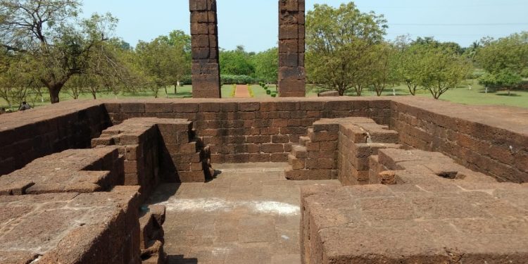 A stone-made structure unearthed by ASI at Choudwar