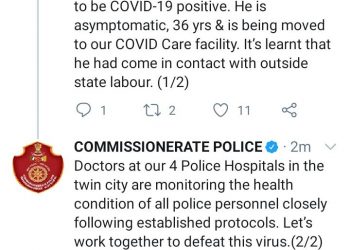 Cop tests positive for COVID-19 in Bhubaneswar