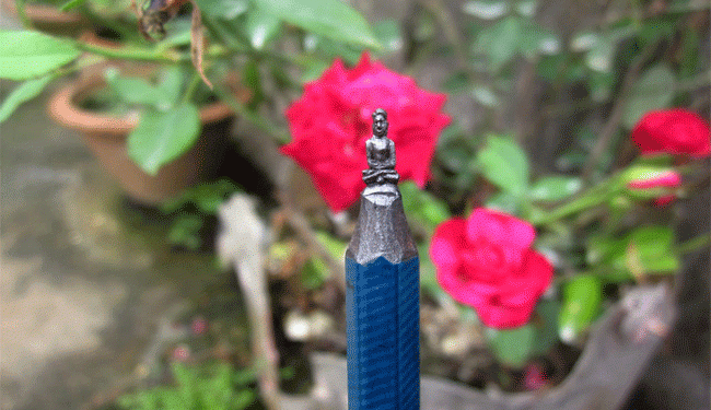 International Yoga Day Odia miniature artist crafts man performing yoga on pencil nib