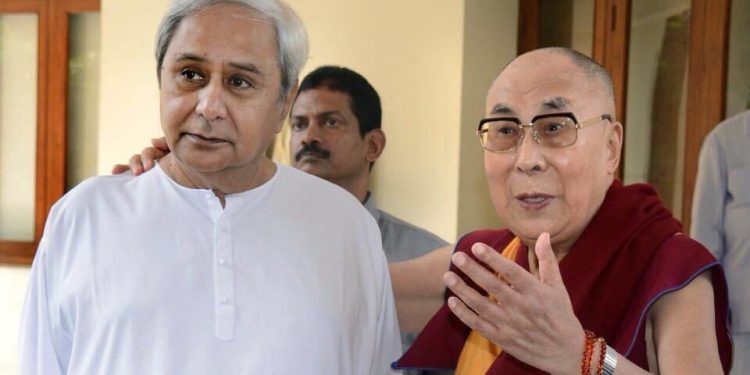 File photo of Chief Minister Naveen Patnaik with Tibetan spiritual leader Dalai Lama