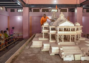 A replica of the proposed Ram Temple   PTI Photo