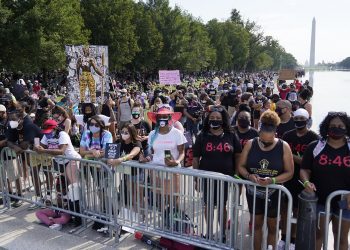 Washington : People attend the March on Washington, Friday, Aug. 28, 2020, at the Lincoln Memorial in Washington, on the 57th anniversary of the Rev. Martin Luther King Jr.'s "I Have A Dream" speech. AP/PTI(AP28-08-2020_000208B)