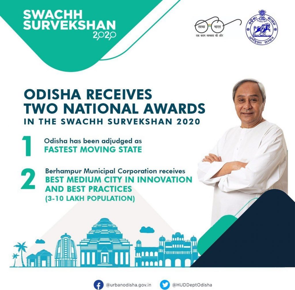 Odisha bags two awards in Swachh Survekshan 2020