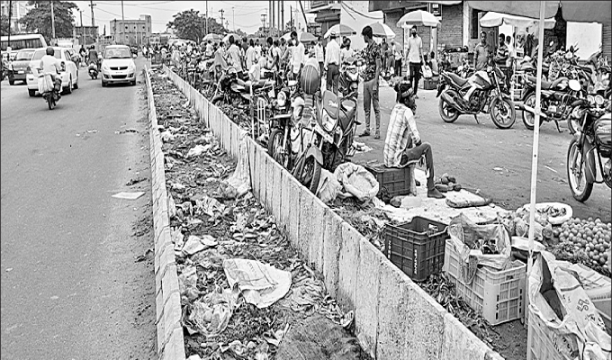 Road built for Rs 1 crore transformed to vegetable market in Jajpur town 