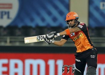 Dubai: Sunrisers Hyderbad batsman Manish Pandey plays a shot during the Indian Premier League 2020 cricket match against Rajasthan Royals, at Dubai International Cricket Stadium, in Dubai, Thursday, Oct. 22, 2020. (PTI Photo/Sportzpics for BCCI)(PTI22-10-2020_000228B)