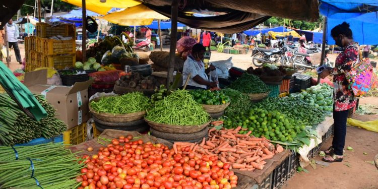 File photo of a vegetable shop at Unit-I market in Bhubaneswar. (Bikash Nayak)