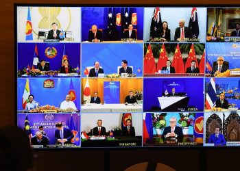 Representatives of signatory countries during the signing ceremony for the Regional Comprehensive Economic Partnership (RCEP) trade pact at the ASEAN summit held online in Hanoi November 15, 2020. (PC: sky-news.co.uk)