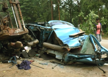 Car collided with a stationary JCB machine on national highway (NH-57)