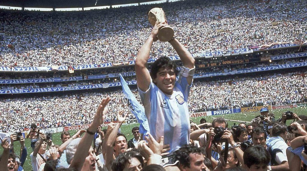 Maradona with World Cup