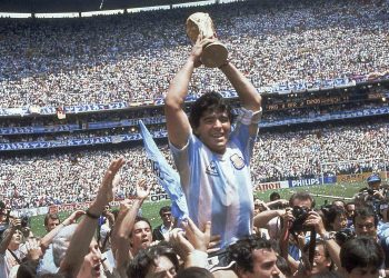 Maradona with World Cup