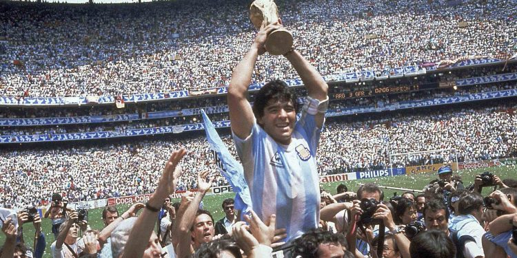 Maradona with World Cup