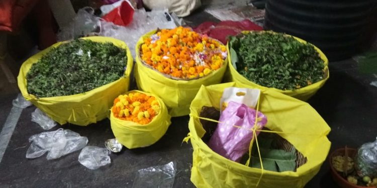 Subarnapur Basil leaves, flowers sent for Nagarjuna Besha