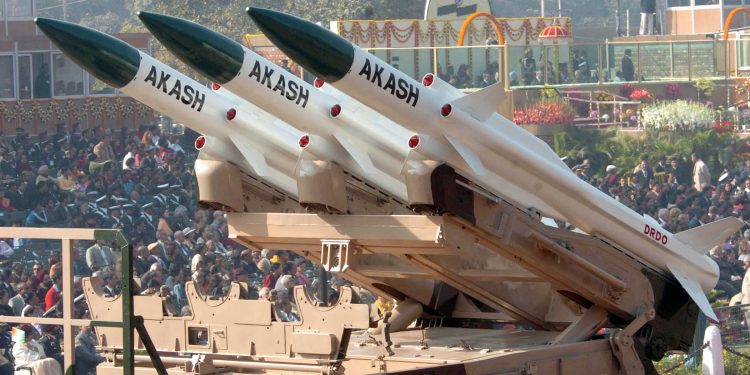 The 'Akash' super sonic cruise missile with a range of 25km, passes through the Rajpath during the 58th Republic Day Parade - 2007, in New Delhi on January 26, 2007.