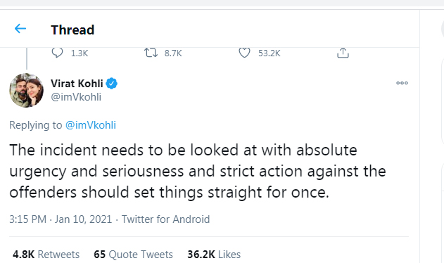 Kohli tweet