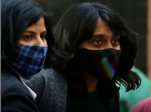 File photo of environment activist Disha Ravi (right)