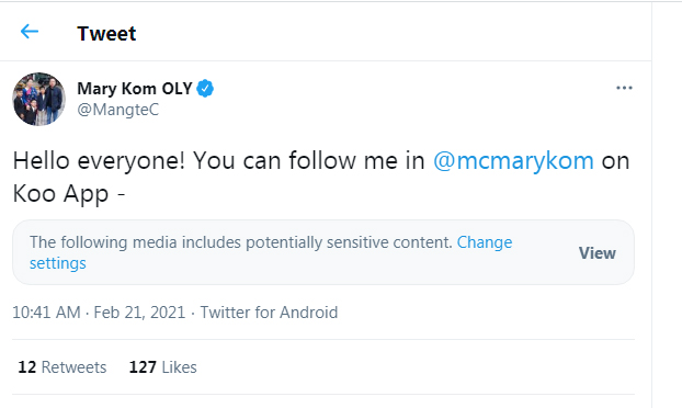 Mary Kom tweet