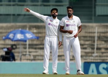 Indian skipper Virat Kohli with Ravichandran Ahwin (Image: BCCi/Twitter)