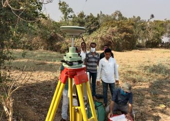 Officials take measurements near Subarnarekha