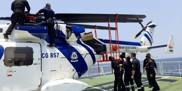 HAL's ALH Dhruv chopper undergoes ship-borne trials. Pic-IANS
