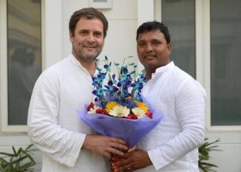 Srinivas BV with Rahul Gandhi.