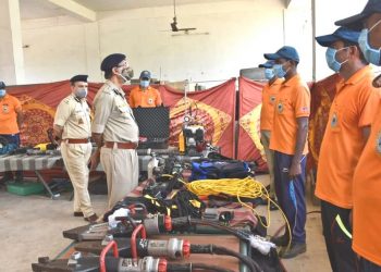 DGP Abhay holds discussions with ODRAF personnel on OSAP 6th Battalion premises in Cuttack, Friday