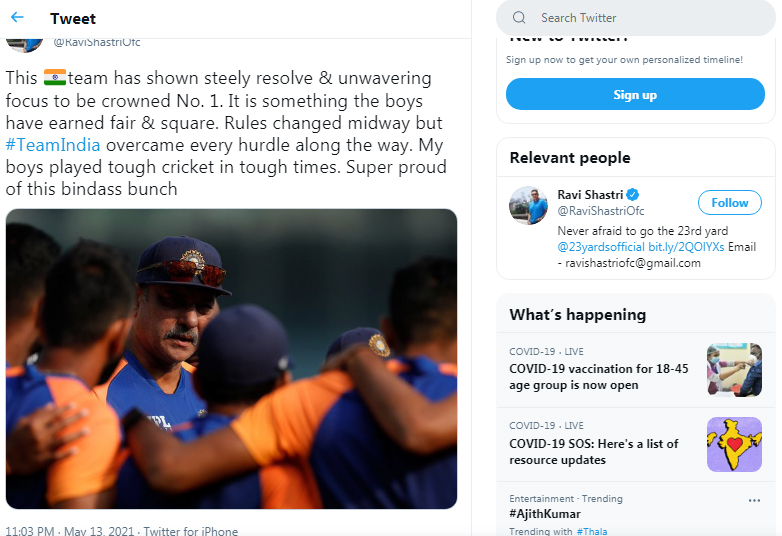 Shastri tweet