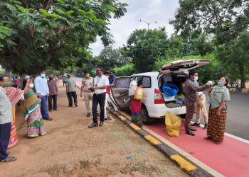 BMC holds a special Covid testing drive at Biseswar Slum in the Capital city, Sunday