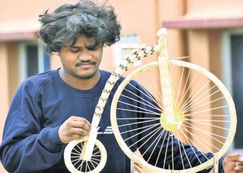 Puri artist makes ‘World Bicycle Day’ special, creates bike using matchsticks