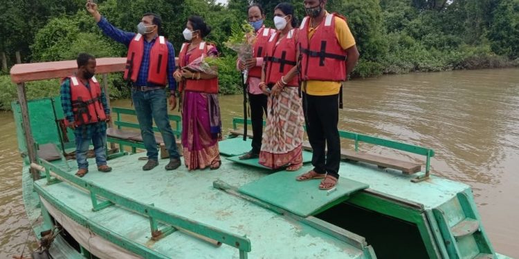 Boating facility for tourists at Dangamala entry point