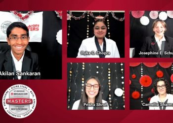 Akilan Sankaran, left, won the top prize at the Broadcom Masters science and engineering competition. (Photo: Society for Science)