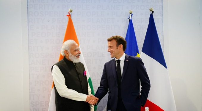 Narendra Modi Saturday met French President Emmanuel Macron