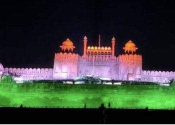 ASI illuminates 100 Monuments in Tri-color to celebrate 100 crore vaccinations milestone. Pic- IANS
