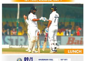 India First Test: India reach 82/1 at lunch