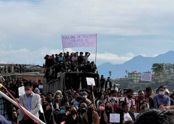 People attend the funeral of civilians killed by security forces in Nagaland (AP)