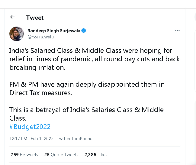 Surjewala Tweet