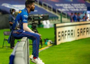 Hardik Pandya of Mumbai Indians during match 42 of the Vivo Indian Premier League between the Mumbai Indians and the Punjab Kings held at the Sheikh Zayed Stadium, Abu Dhabi in the United Arab Emirates on the 28th September 2021

Photo by Sandeep Shetty / Sportzpics for IPL
